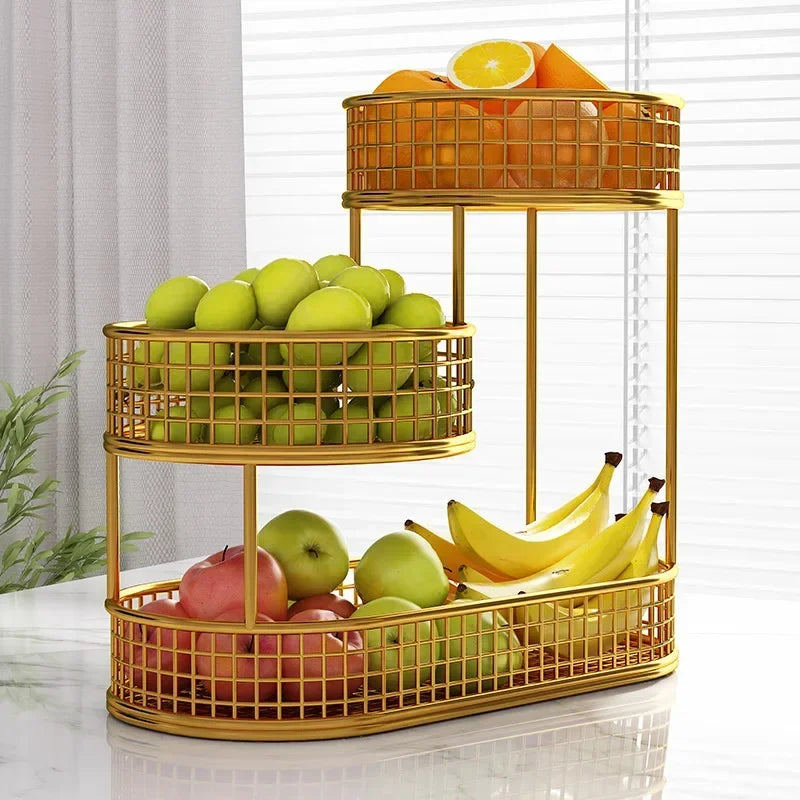 Cesta De Frutas 3 Camadas De Aço Inox