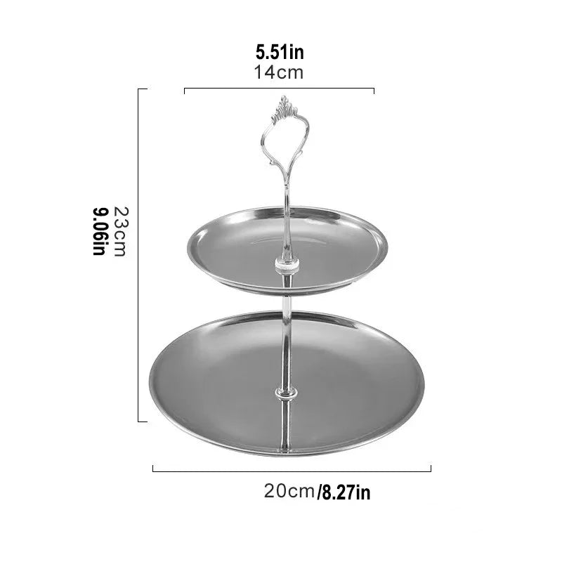 Bandeja De Aço Inoxidável, Suporte De Bolo 2/3 Camadas