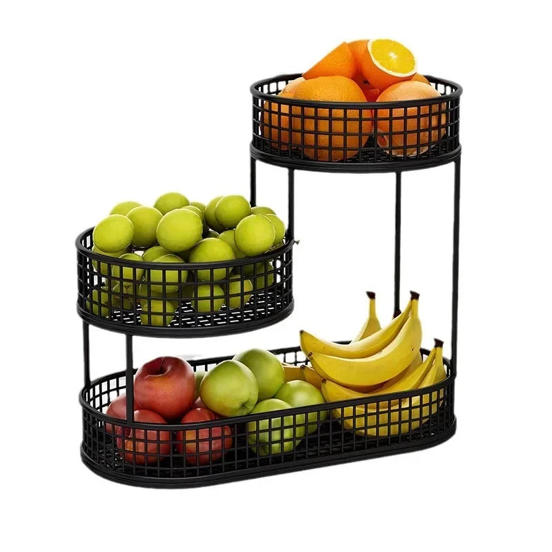 Cesta De Frutas 3 Camadas De Aço Inox