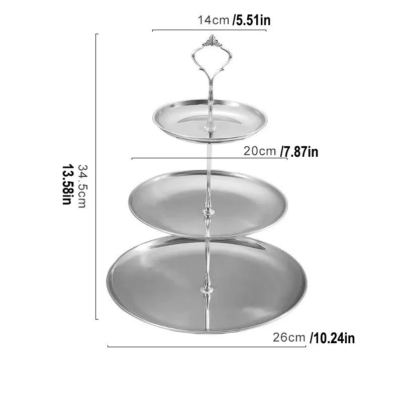 Bandeja De Aço Inoxidável, Suporte De Bolo 2/3 Camadas