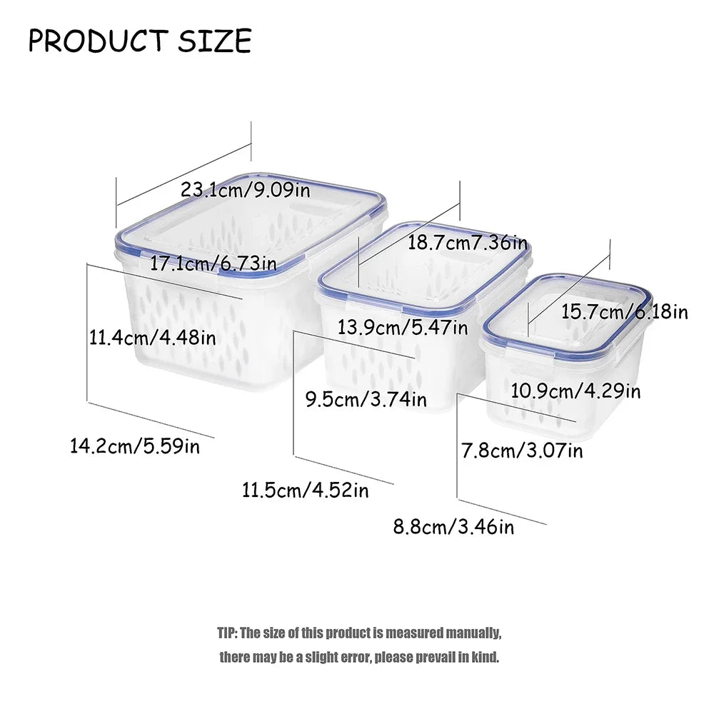 Caixa Organizadora Para Geladeira Com Drenagem, Recipiente Para Geladeira, Caixa Para Organizar Geladeira, Organizador Clear Fresh Com Drenagem, Potes Organizador Para Geladeira