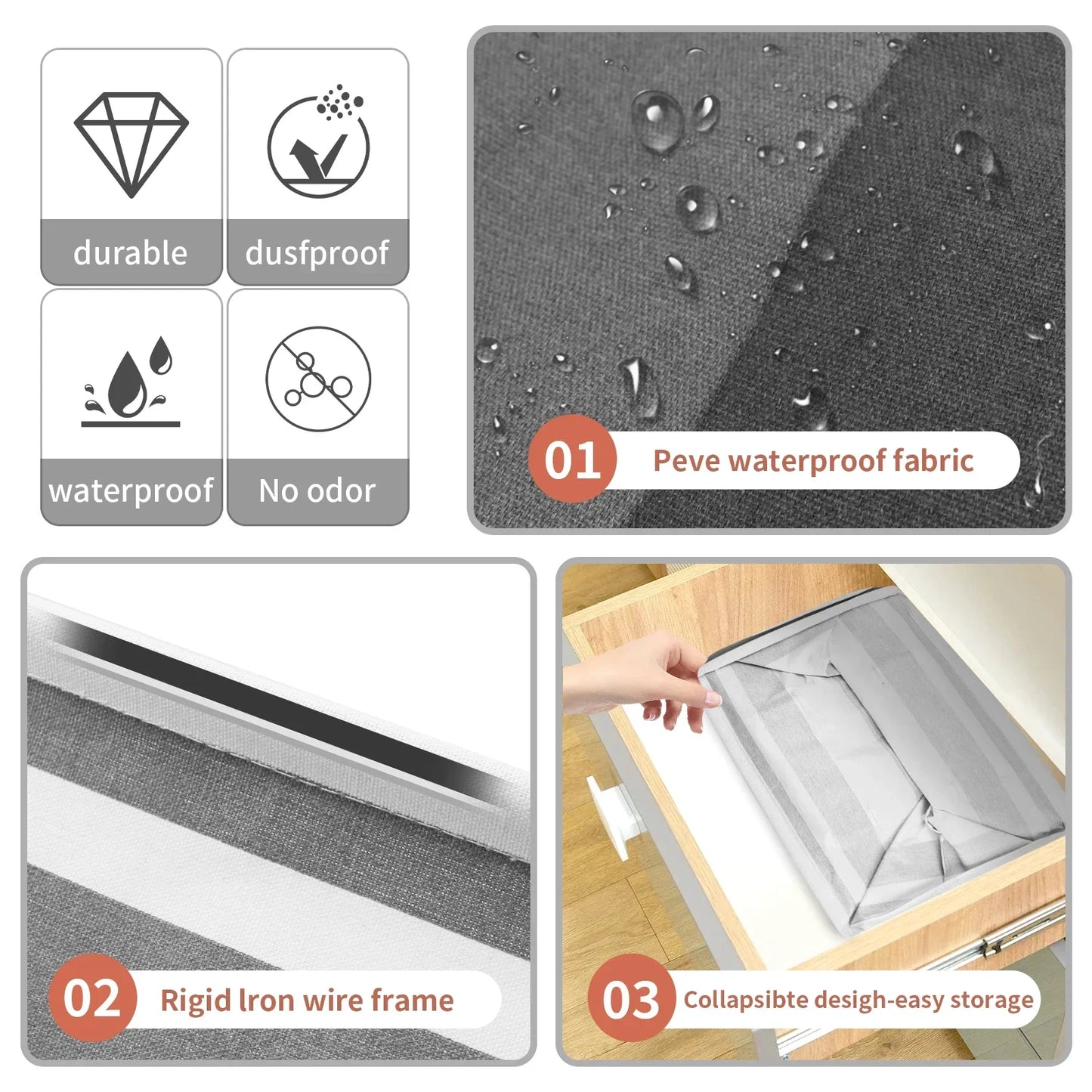 Cesto De Lavanderia Grande a Prova D'agua Dobravel