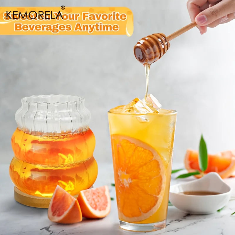 Porta Mel Em Vidro Com Colher, Meleira Com Colher, Dispensador De Mel