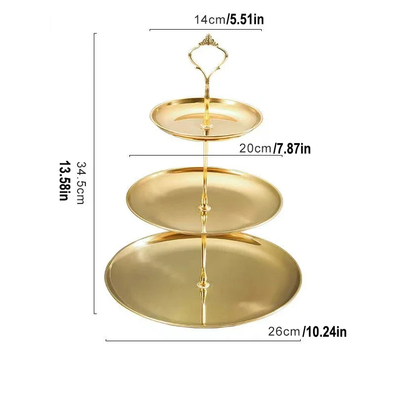 Bandeja De Aço Inoxidável, Suporte De Bolo 2/3 Camadas