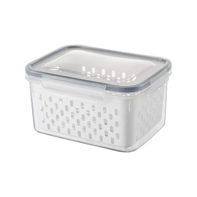 Caixa Organizadora Para Geladeira Com Drenagem, Recipiente Para Geladeira, Caixa Para Organizar Geladeira, Organizador Clear Fresh Com Drenagem, Potes Organizador Para Geladeira
